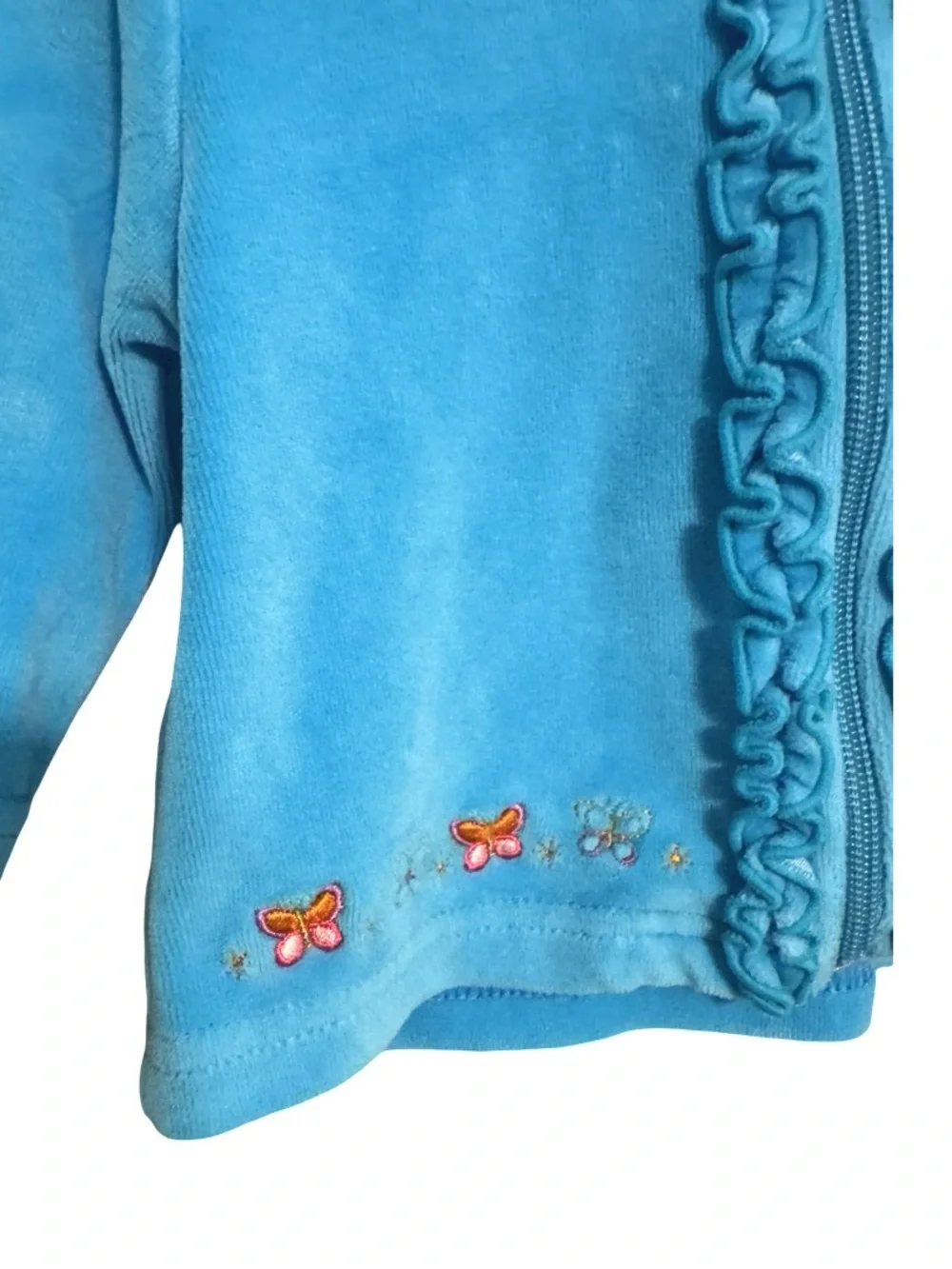TMC The Mayfair Company Y2K Blue Butterfly Ruffle Zip Up Jacket Girls 3-6M